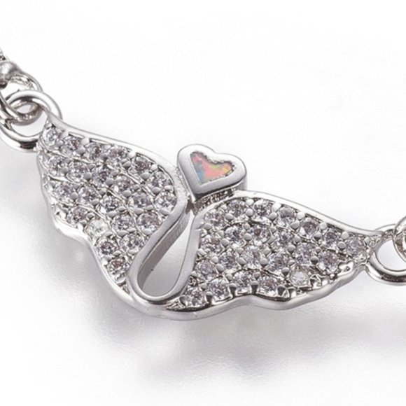 NWOT Rhinestone Wings Heart Butterfly Adjustable bolo slider bracelet 2/$10 - Picture 2 of 5